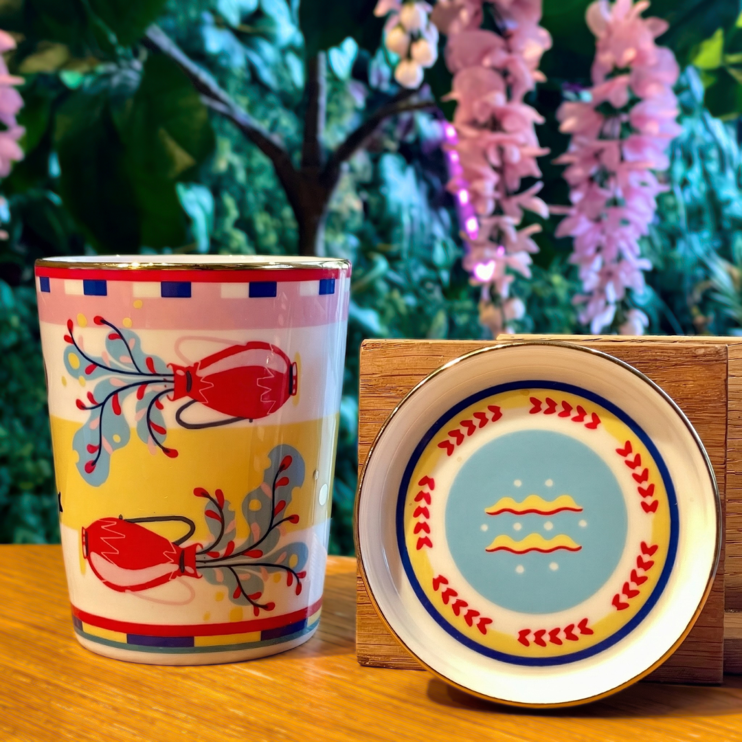 Cup with Lid/Saucer - Aquarius - Zodiac Vibe
