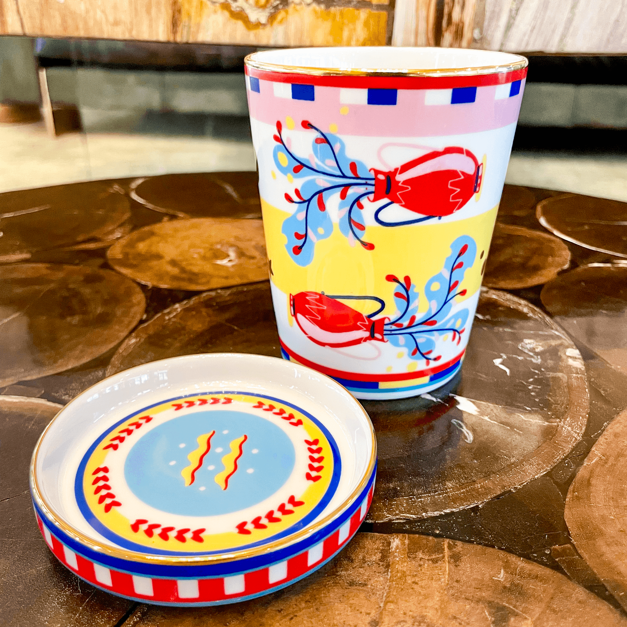 Cup with Lid/Saucer - Aquarius - Zodiac Vibe - Baci Milano
