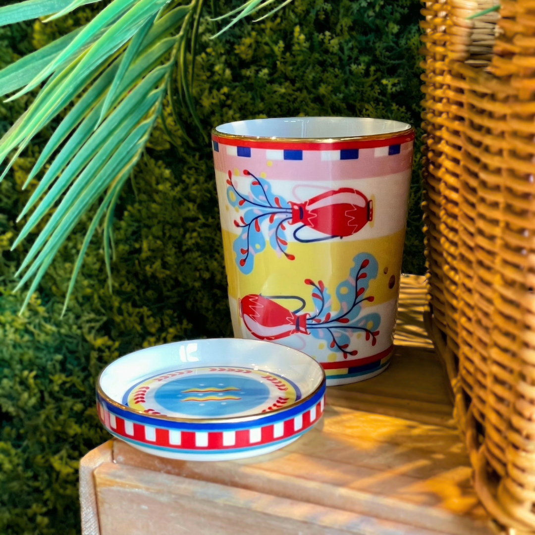 Cup with Lid/Saucer - Aquarius - Zodiac Vibe