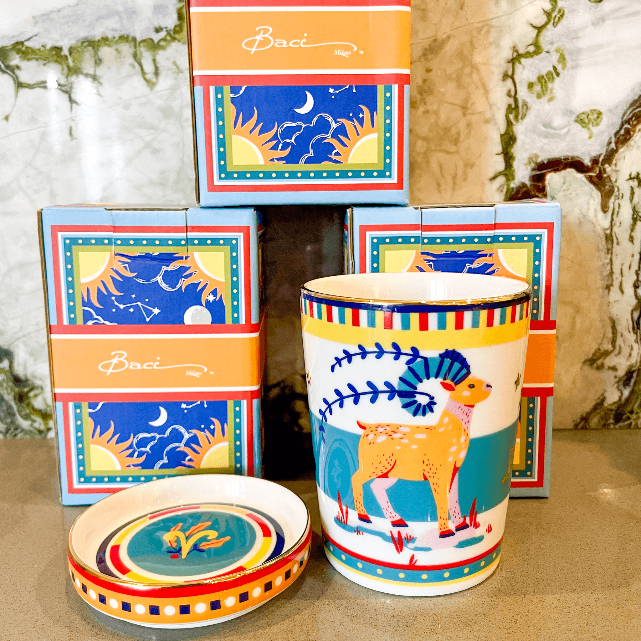 Cup with Lid/Saucer - Aries - Zodiac Vibe - Baci Milano