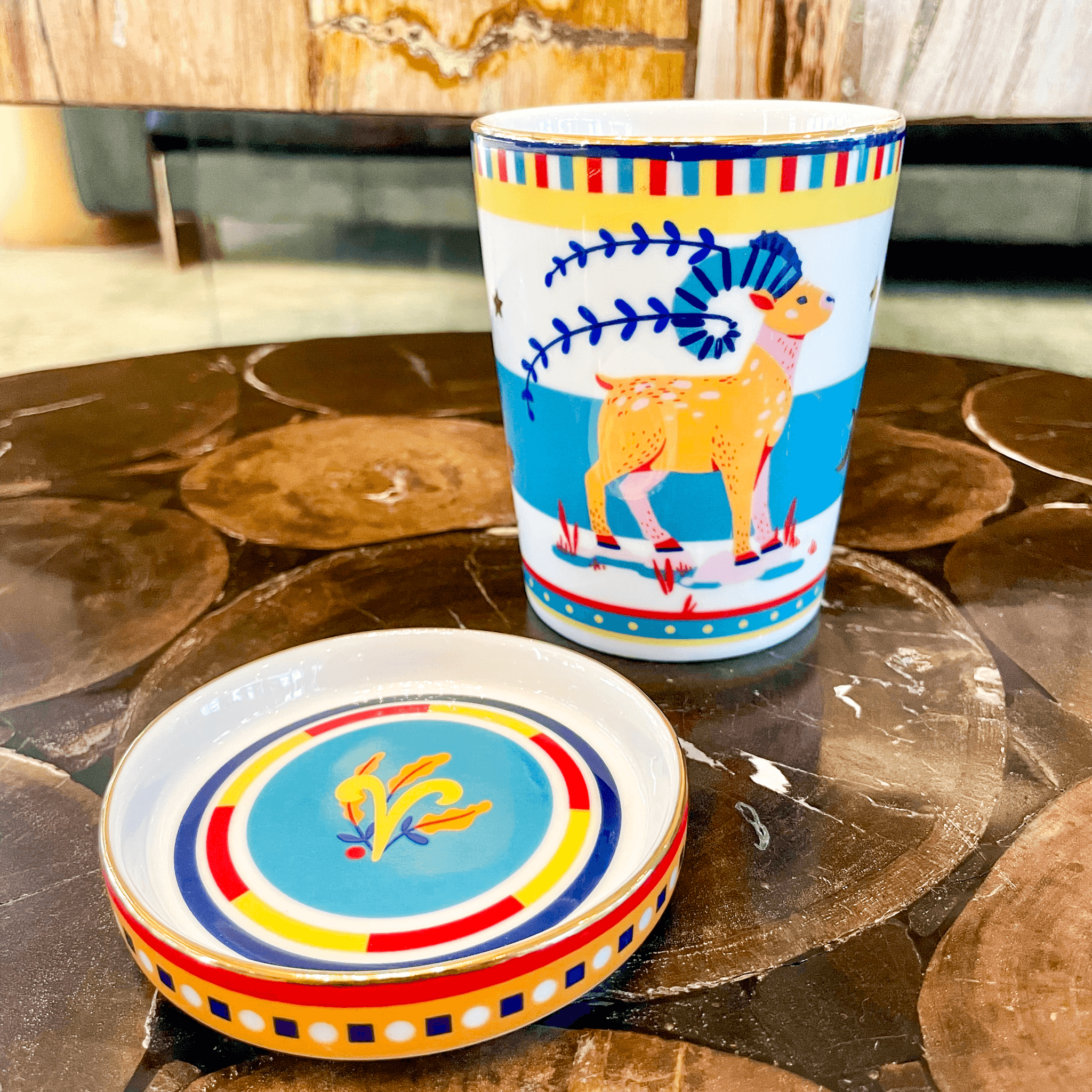 Cup with Lid/Saucer - Aries - Zodiac Vibe - Baci Milano
