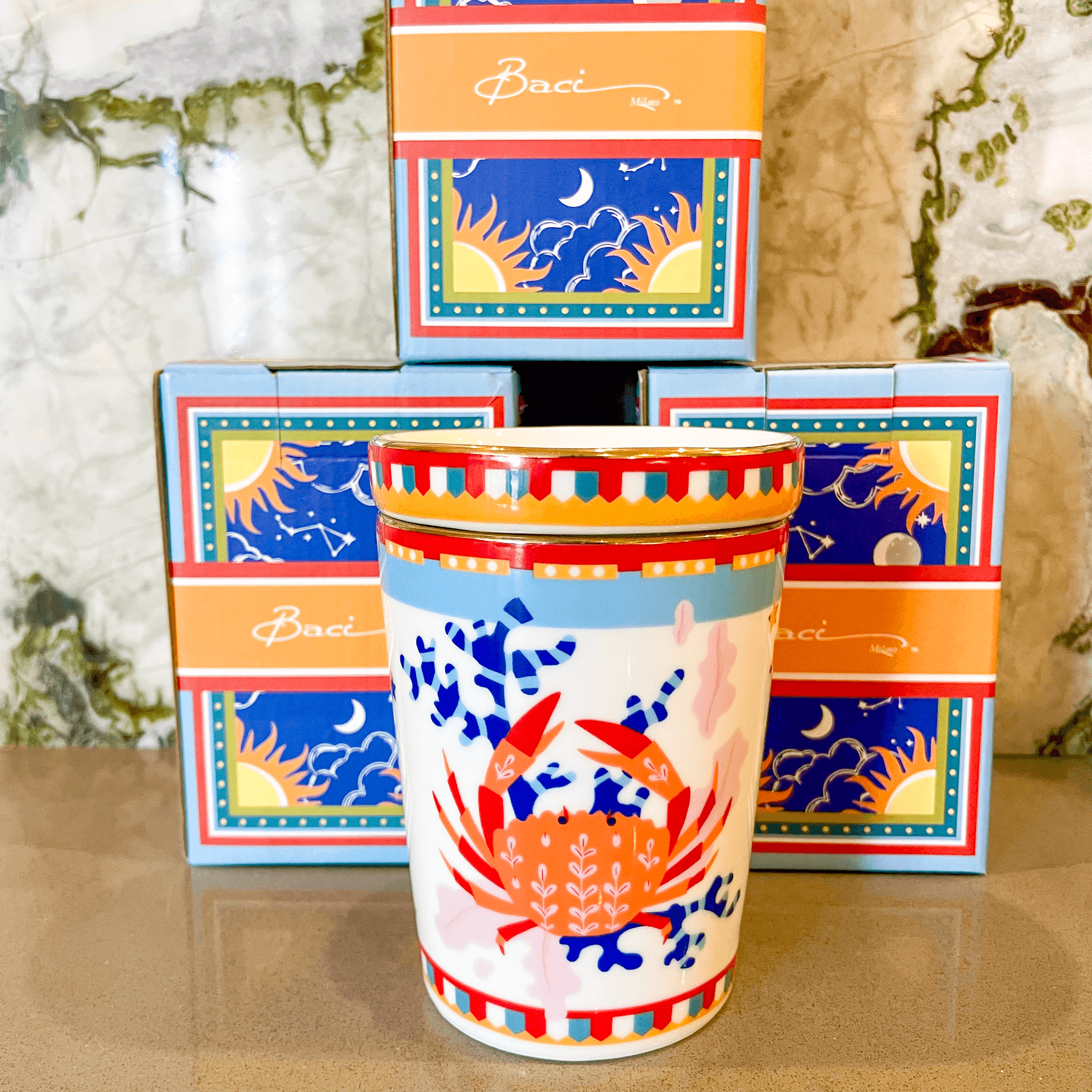 Cup with Lid/Saucer - Cancer - Zodiac Vibe - Baci Milano