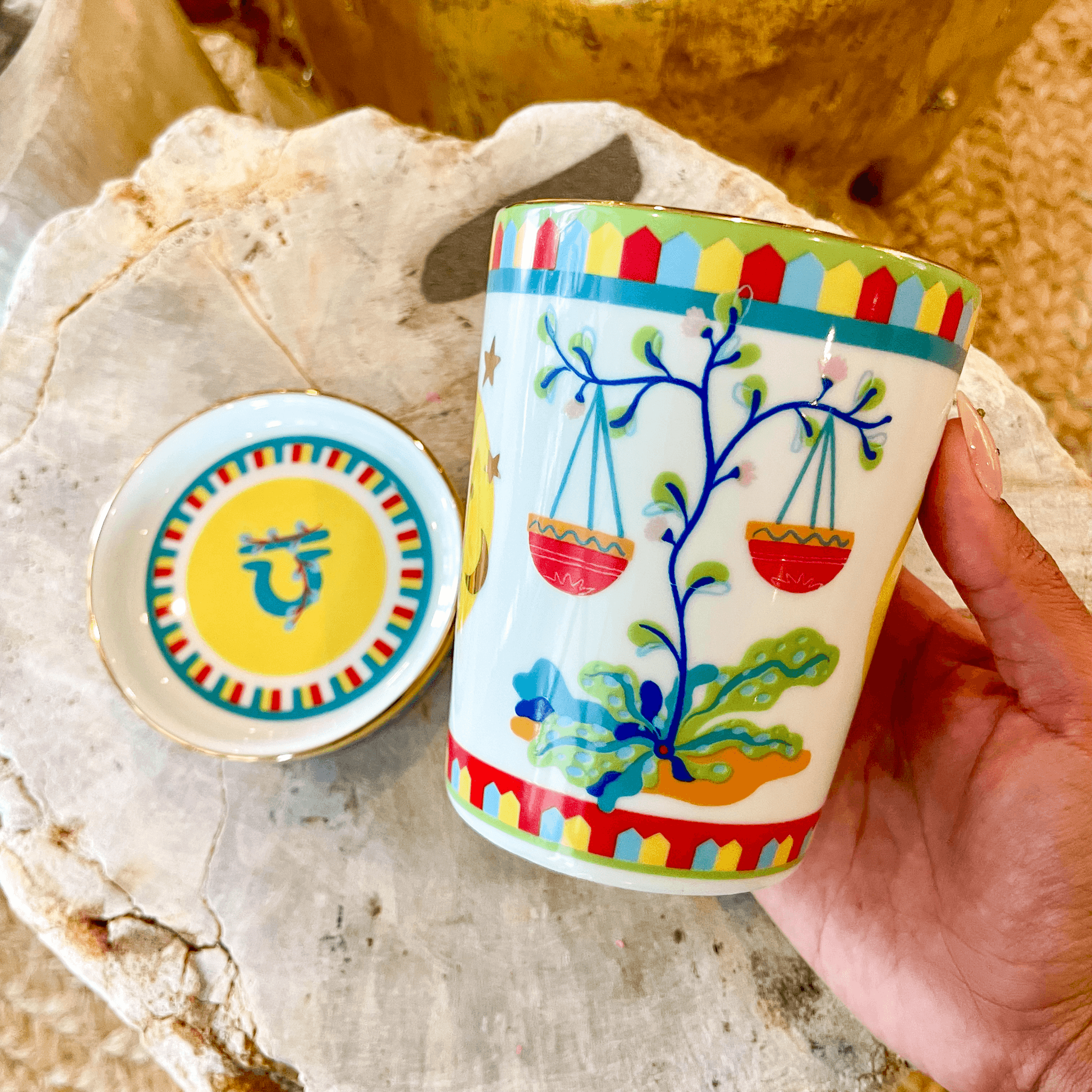 Cup with Lid/Saucer - Libra - Zodiac Vibe - Baci Milano