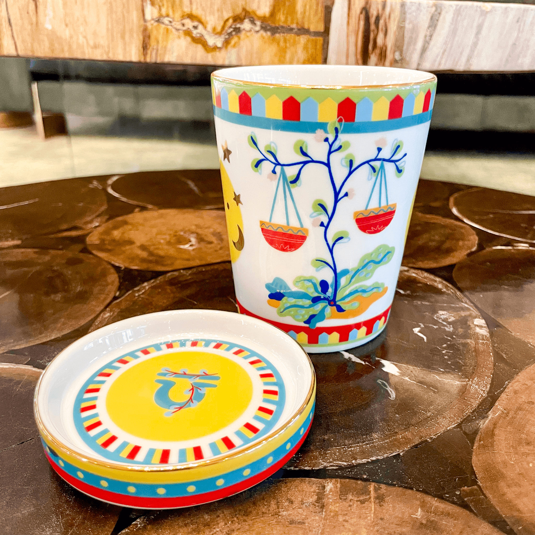 Cup with Lid/Saucer - Libra - Zodiac Vibe - Baci Milano