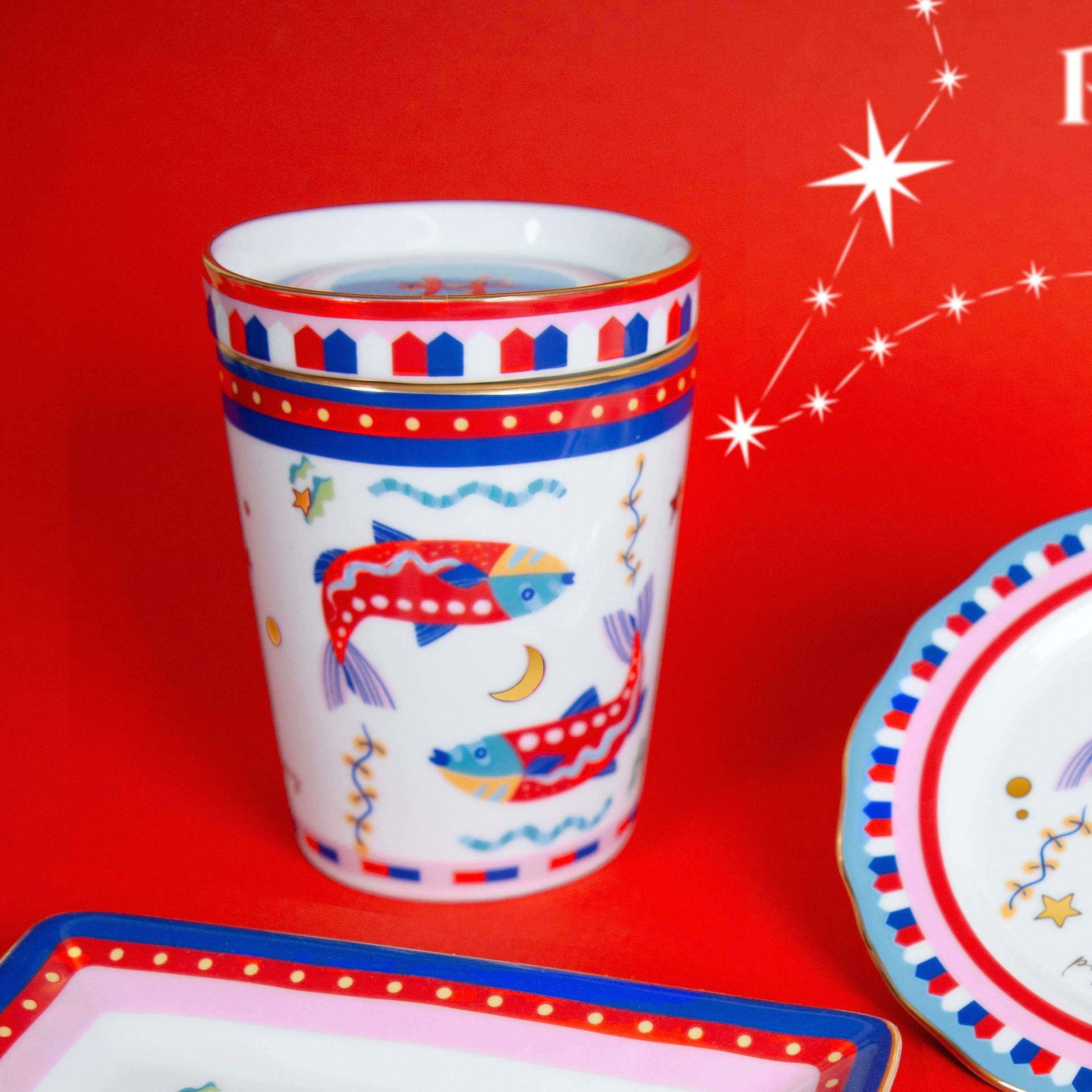 Cup with Lid/Saucer - Pisces - Zodiac Vibe - Baci Milano