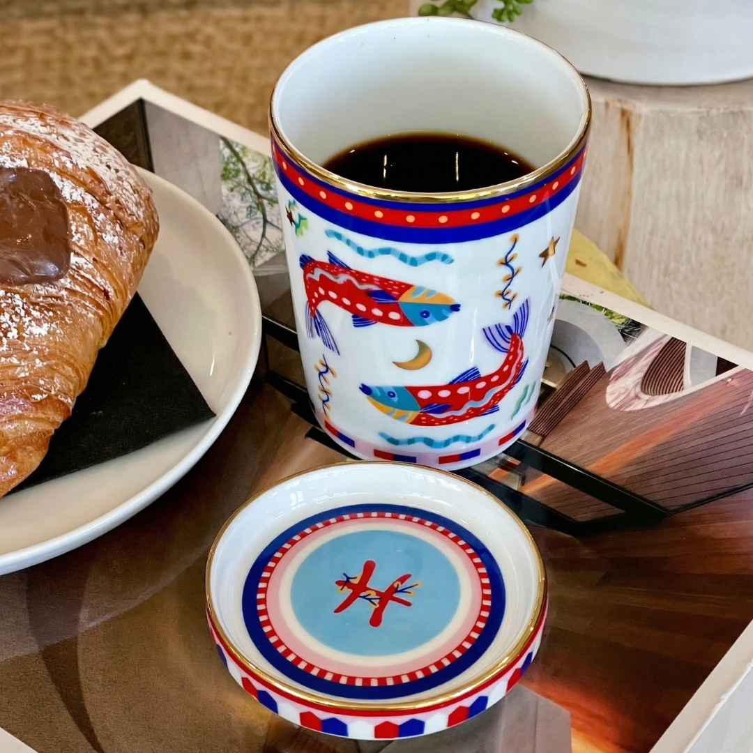 Cup with Lid/Saucer - Pisces - Zodiac Vibe