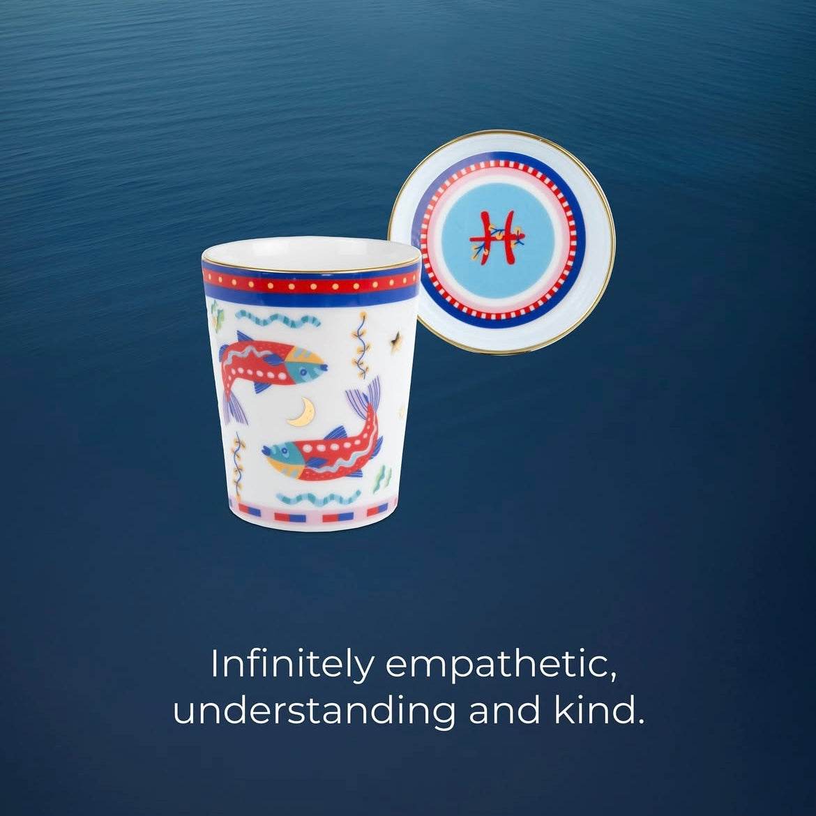 Cup with Lid/Saucer - Pisces - Zodiac Vibe - Baci Milano