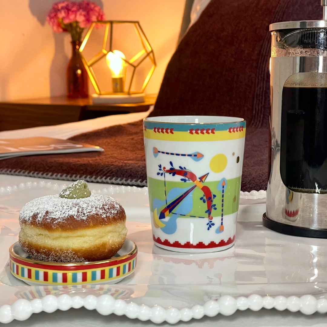 Cup with Lid/Saucer - Sagittarius — designed in Italy, Baci Milano