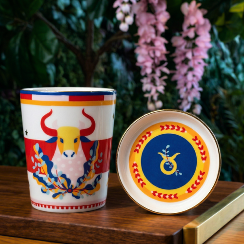 Cup with Lid/Saucer - Taurus - Zodiac Vibe