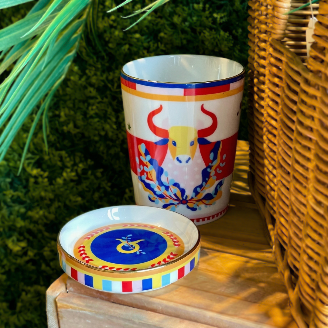 Cup with Lid/Saucer - Taurus - Zodiac Vibe