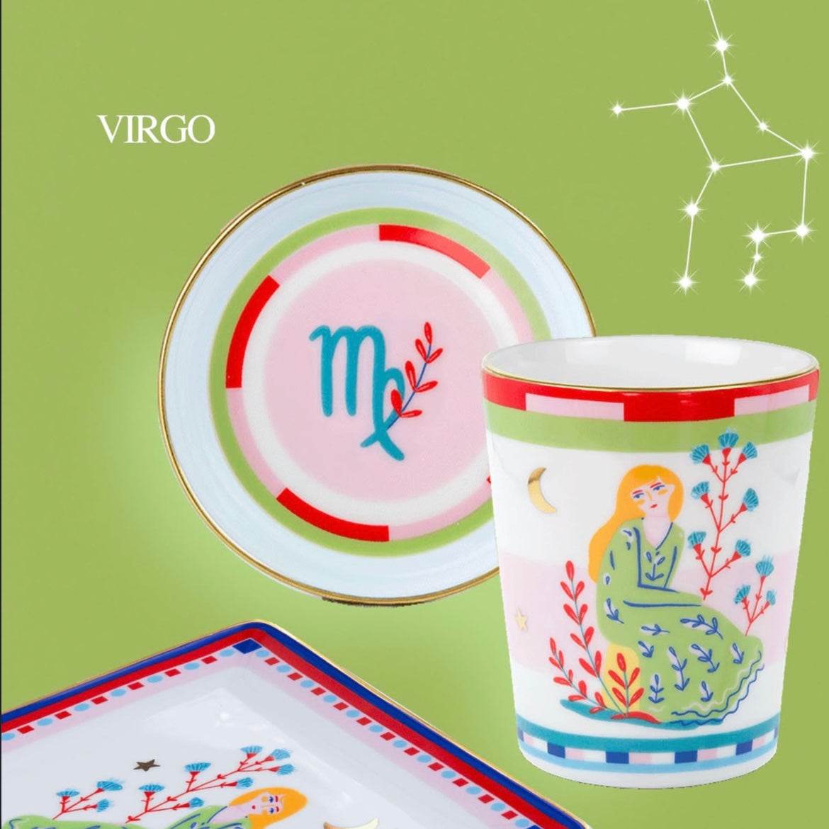 Cup with Lid/Saucer - Virgo - Zodiac Vibe - Baci Milano