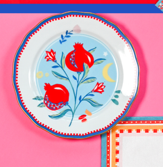 Porcelain Dessert Plate - Pomegranate - Mamma Mia