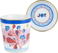 Hand-decorated Italian porcelain espresso cup with saucer and lid - Leaves motif - Mamma Mia by Baci Milano