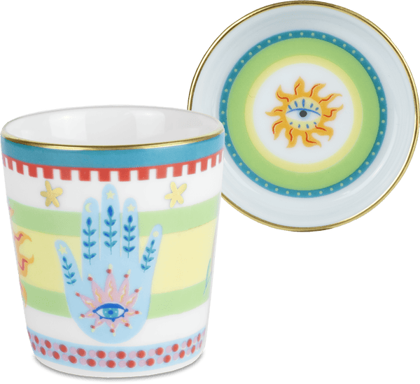 Porcelain Espresso Cup with Saucer/Lid - The Hand - Mamma Mia