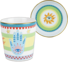 Porcelain Espresso Cup with Saucer/Lid - The Hand - Mamma Mia - Baci Milano