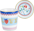 Hand-decorated Italian porcelain espresso cup with saucer and lid - Love motif - Mamma Mia by Baci Milano