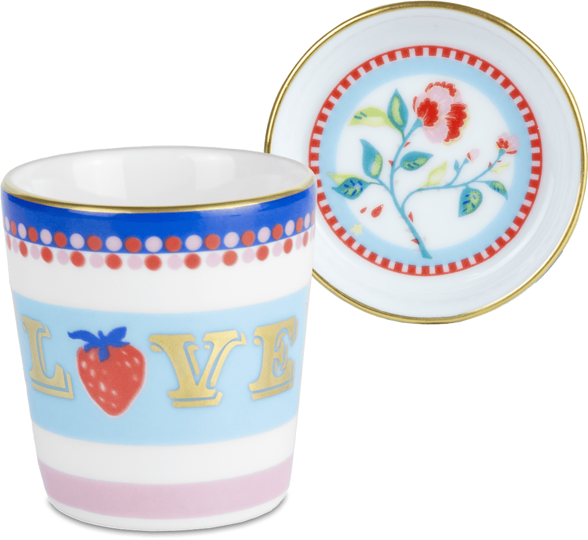 Porcelain Espresso Cup with Saucer/Lid - Love - Mamma Mia - Baci Milano