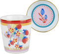 Hand-decorated Italian porcelain espresso cup with saucer and lid - Strawberries motif - Mamma Mia by Baci Milano