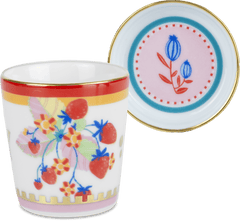 Porcelain Espresso Cup with Saucer/Lid - Strawberries - Mamma Mia - Baci Milano