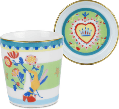 Porcelain Espresso Cup with Saucer/Lid - Flower - Mamma Mia - Baci Milano