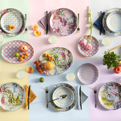 Set of 6 Porcelain Dinner Plates - Firenze - Baci Milano