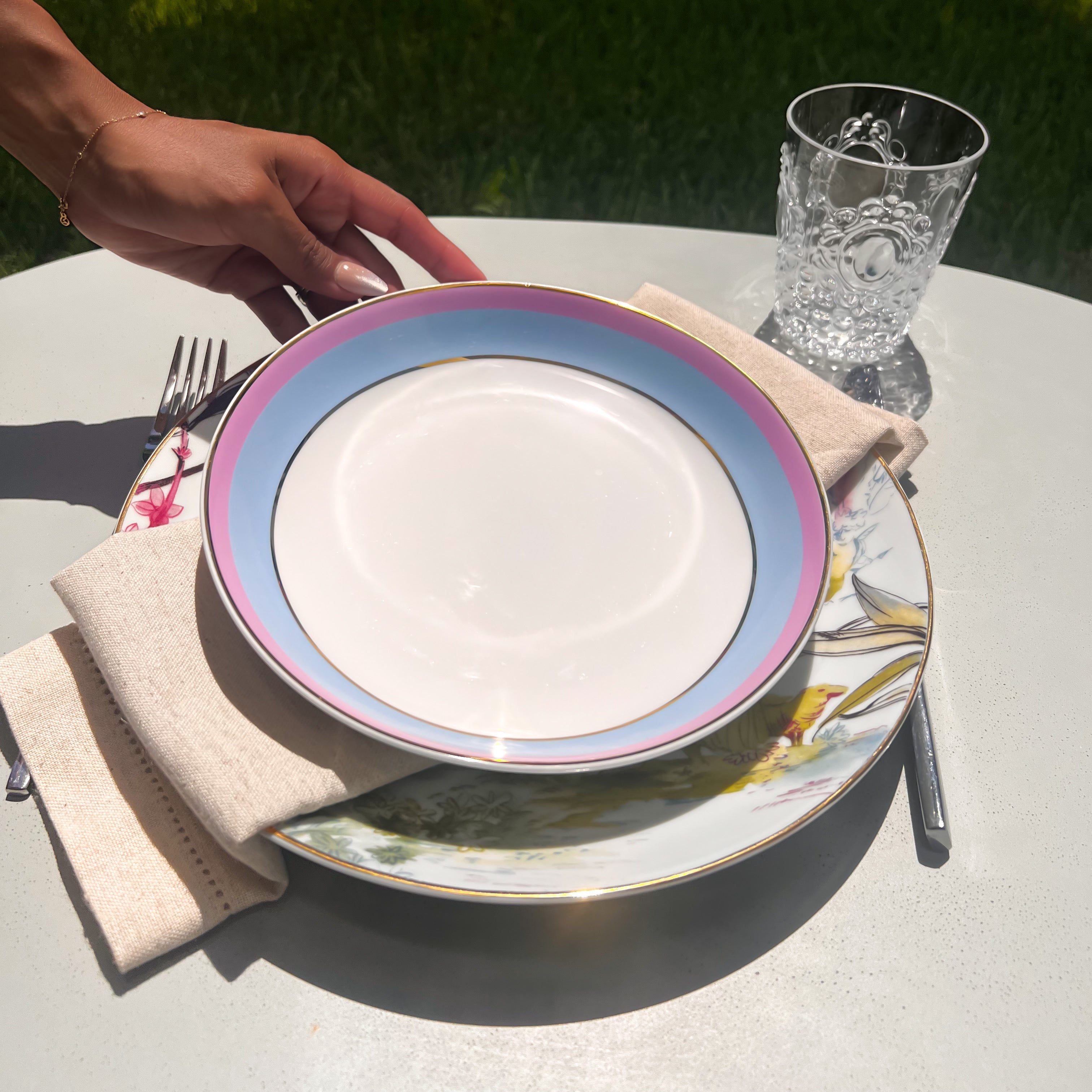 Firenze Italian Soup Bowl - Baci Milano - Porcelaine - Pink Angled Shot