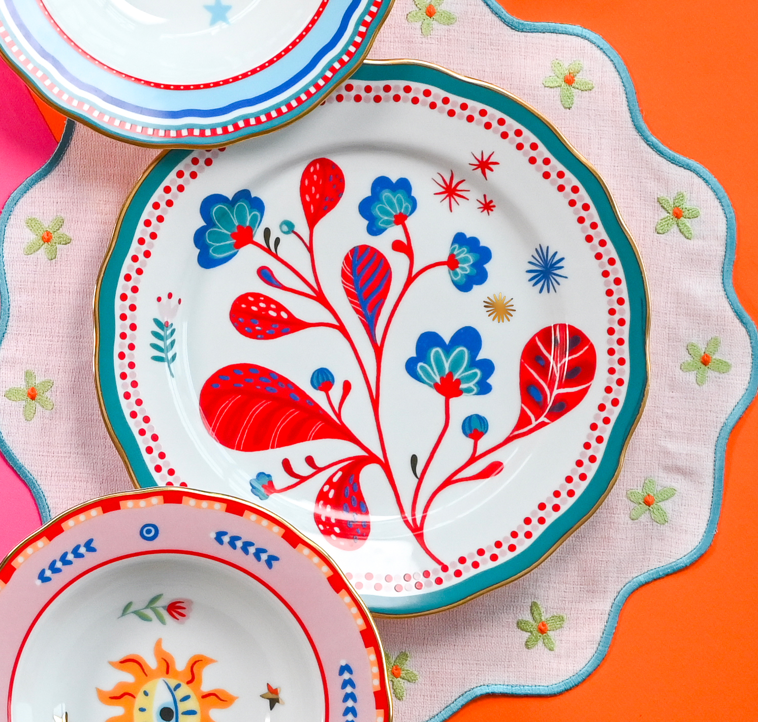 Porcelain Dinner Plate - Leaves - Mamma Mia