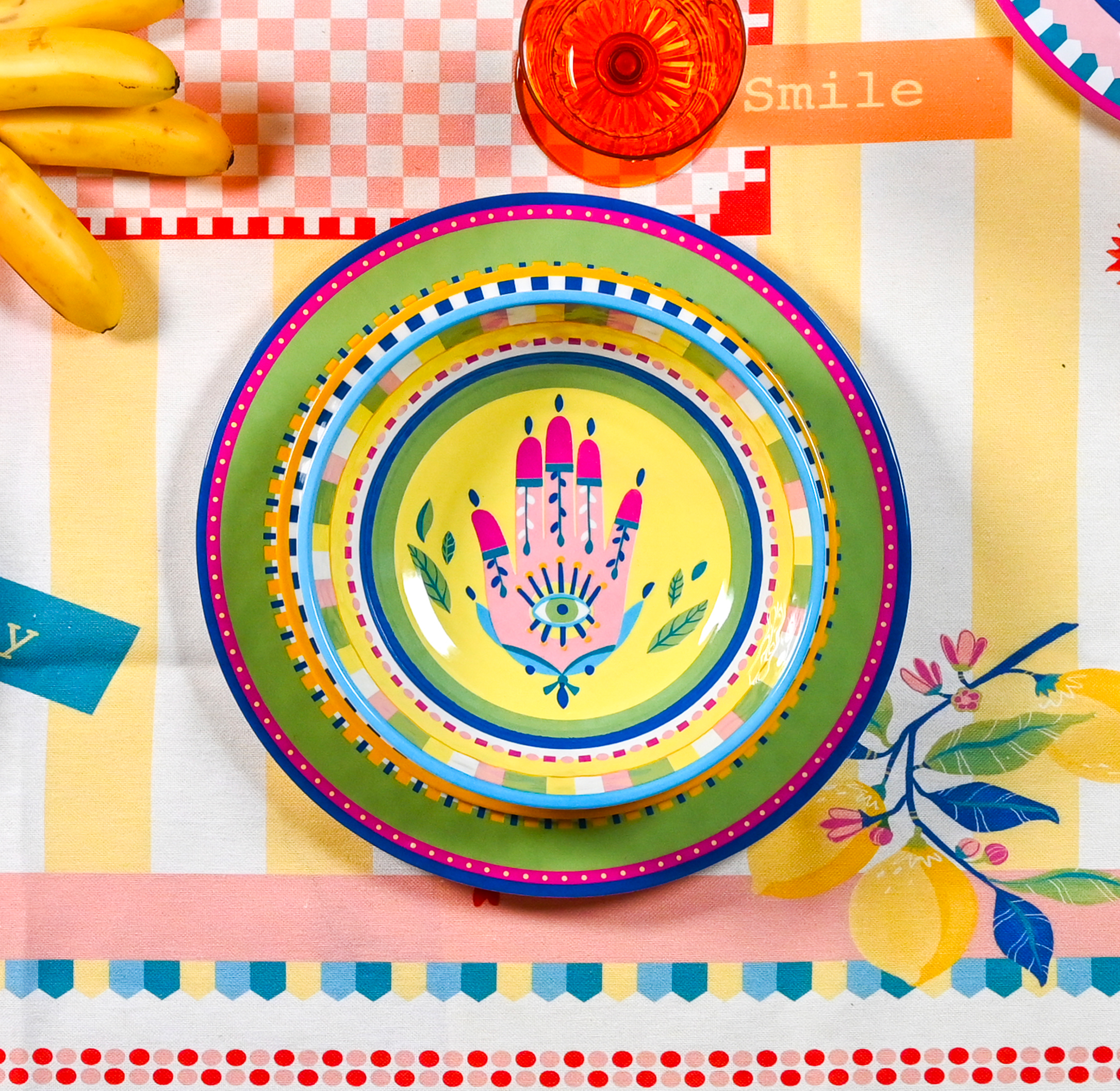 Set of 6 Melamine Soup Bowls - Hand - Mamma Mia