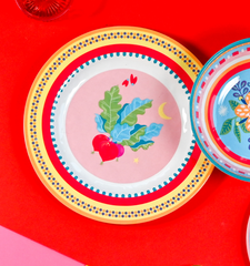 Set of 6 Melamine Dinner Plates - Radish - Mamma Mia