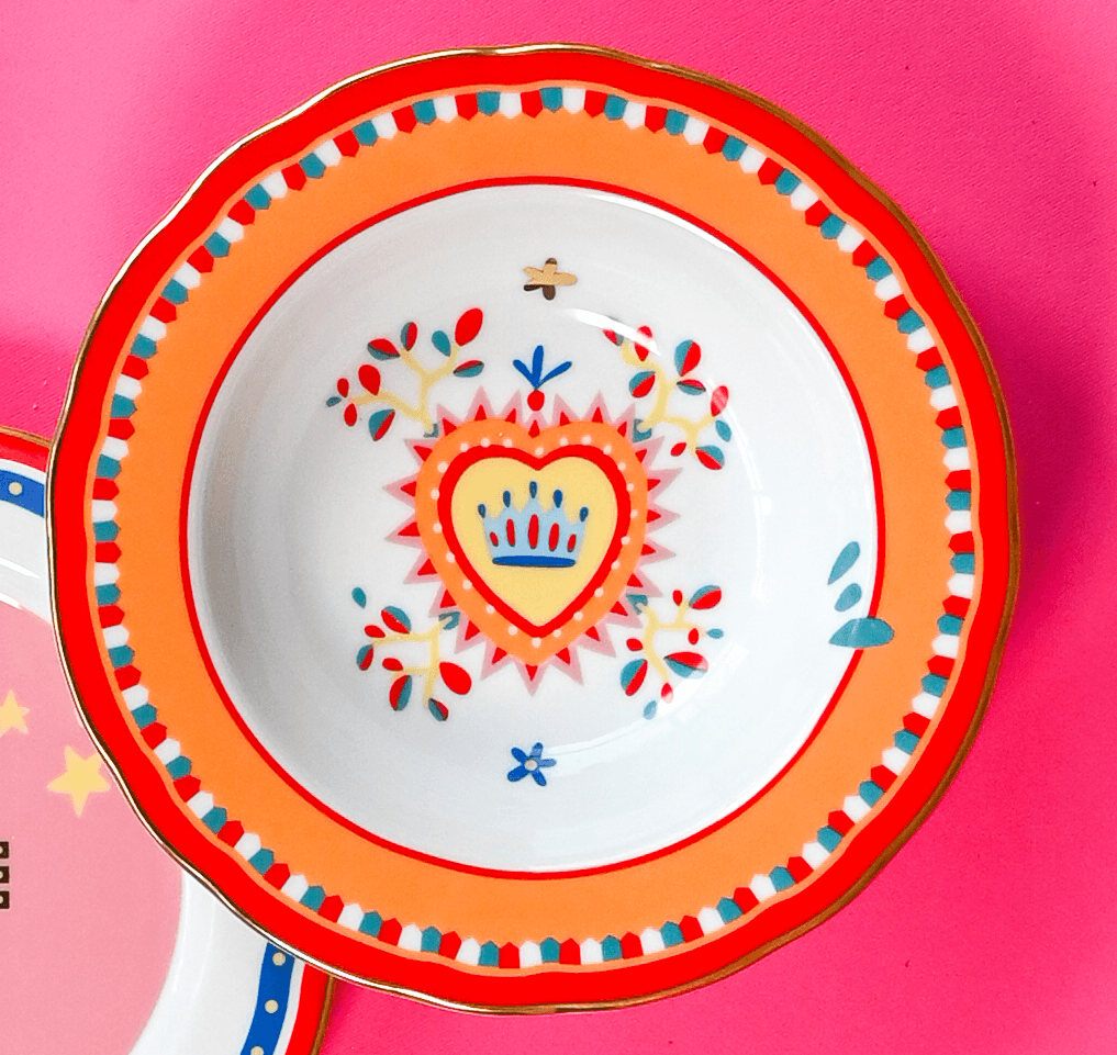 Porcelain Soup Bowl - Heart - Mamma Mia - Baci Milano
