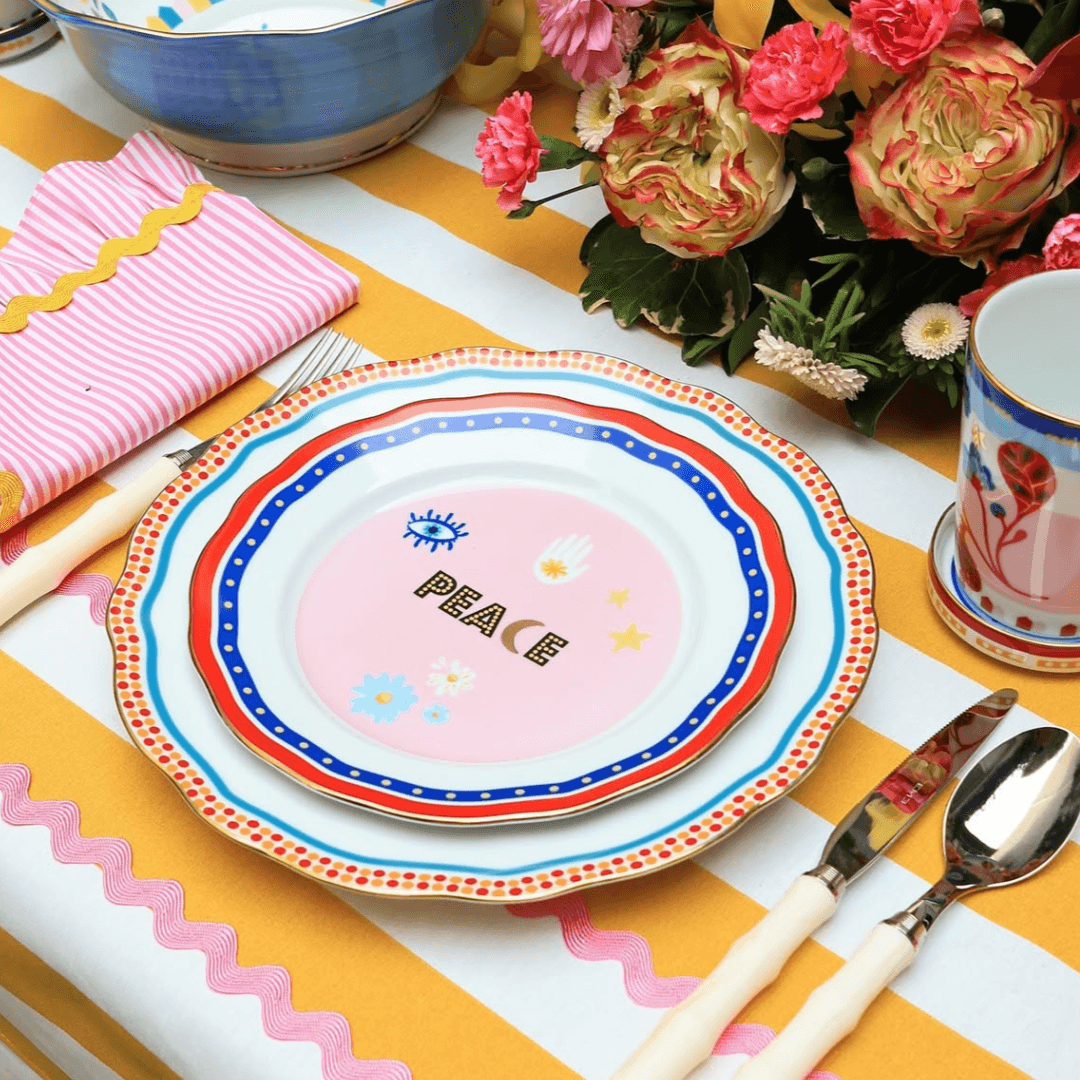 Porcelain Dessert Plate - Peace - Mamma Mia - Baci Milano