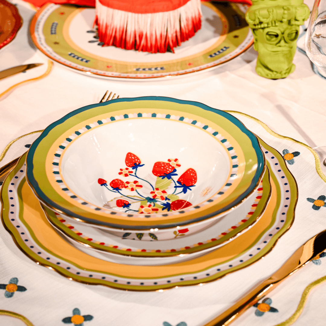 Porcelain Soup Bowl - Strawberries - Mamma Mia - Baci Milano