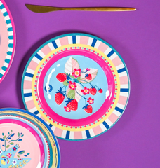 Set of 6 Melamine Dessert Plates - Strawberries - Mamma Mia