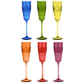 Set of 6 Acrylic Champagne Flutes Assorted Colors - Baroque & Rock Anniversary - Baci Milano