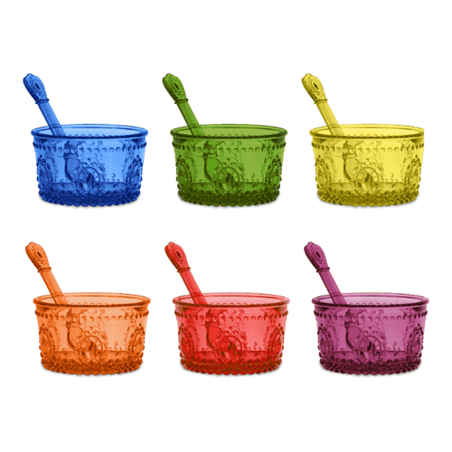 Set of 6 Acrylic Ice Cream Cups in Assorted Colors - Baroque & Rock Anniversary - Baci Milano
