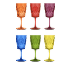 Set of 6 Acrylic Wine Glasses in Assorted Colors - Baroque & Rock Anniversary - Baci Milano