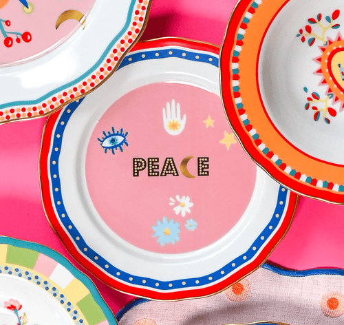 Porcelain Dessert Plate - Peace - Mamma Mia - Baci Milano