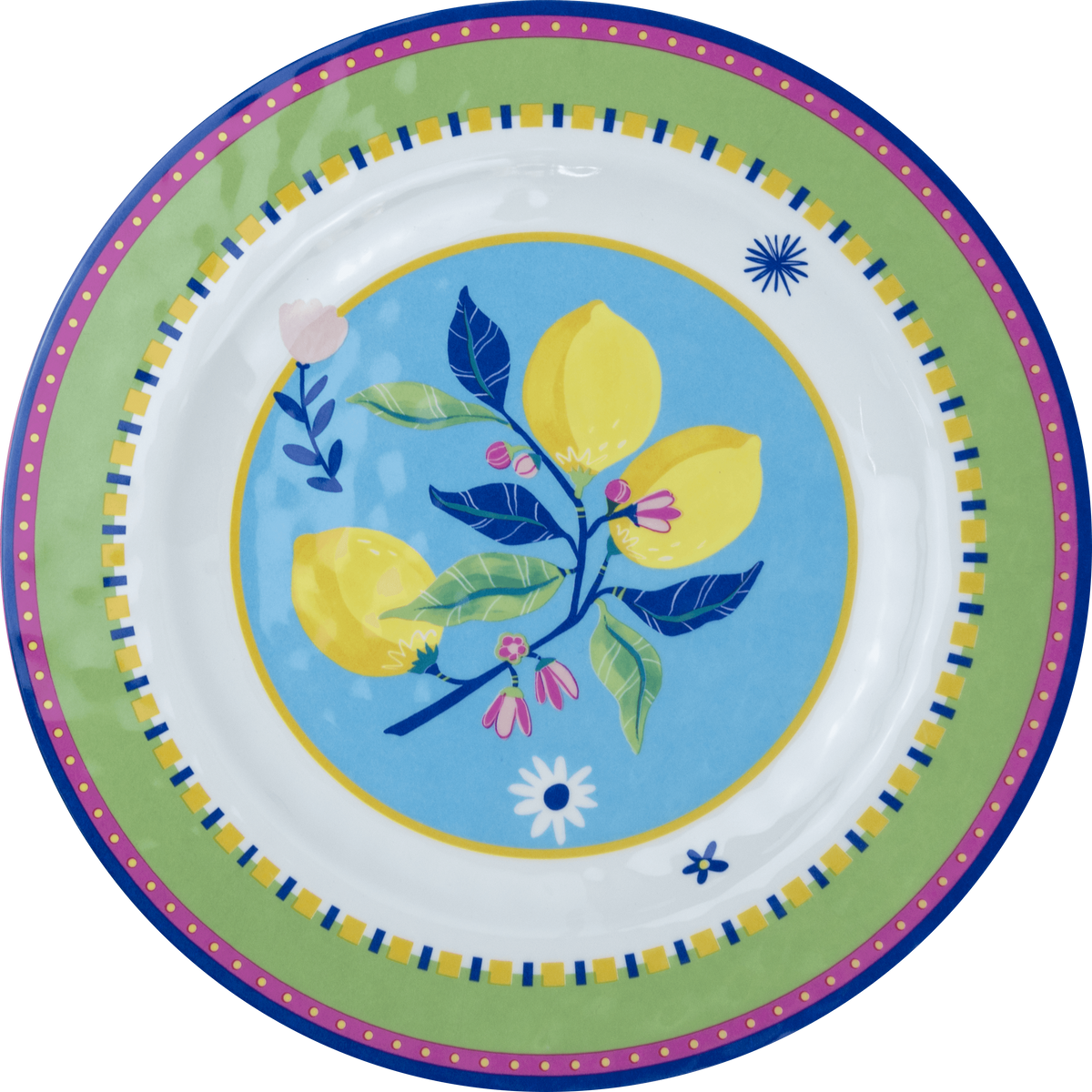 Set of 6 Melamine Dinner Plates - Lemons - Mamma Mia - Baci Milano