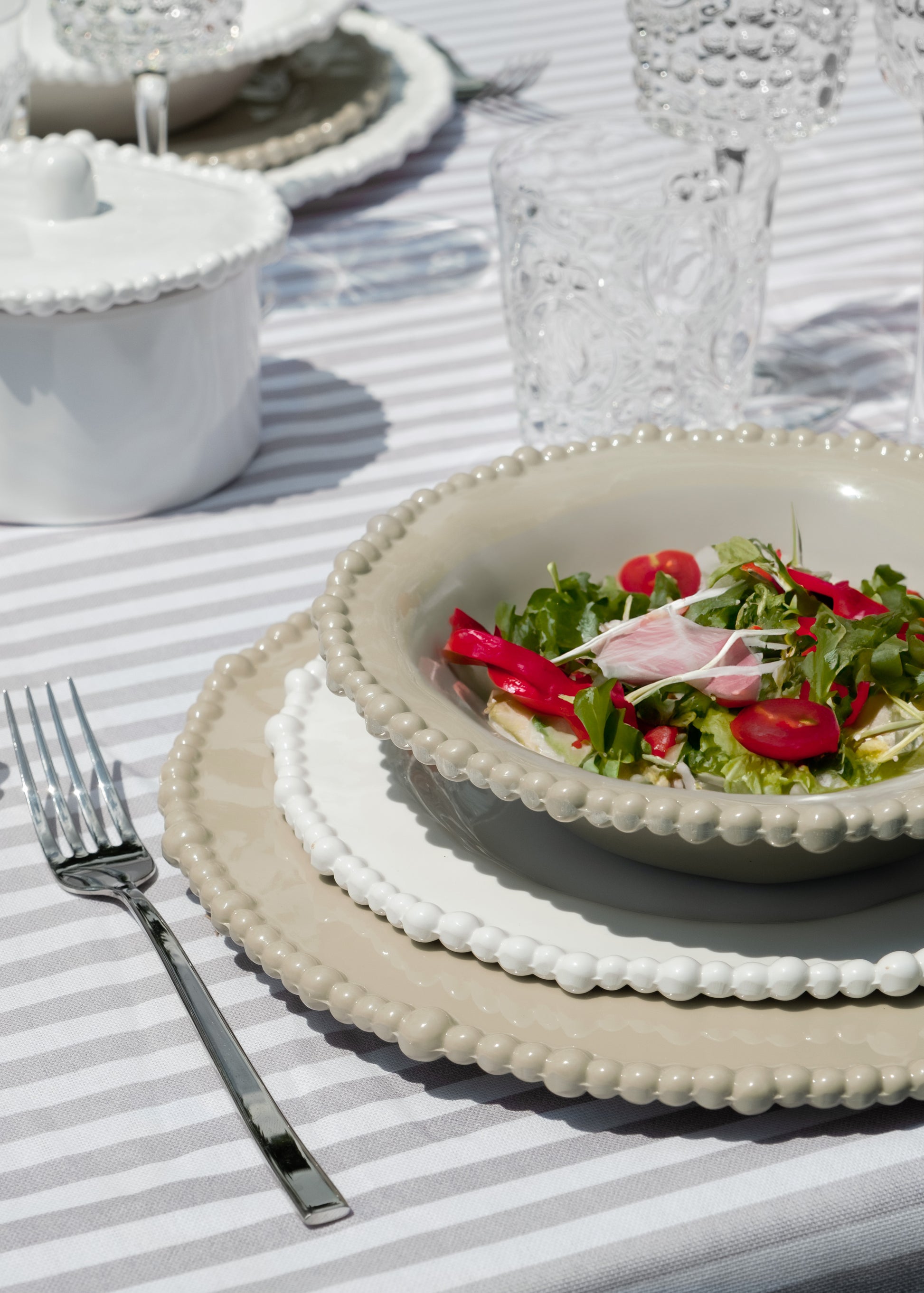 Set of 6 dove-grey soup plates - Joke