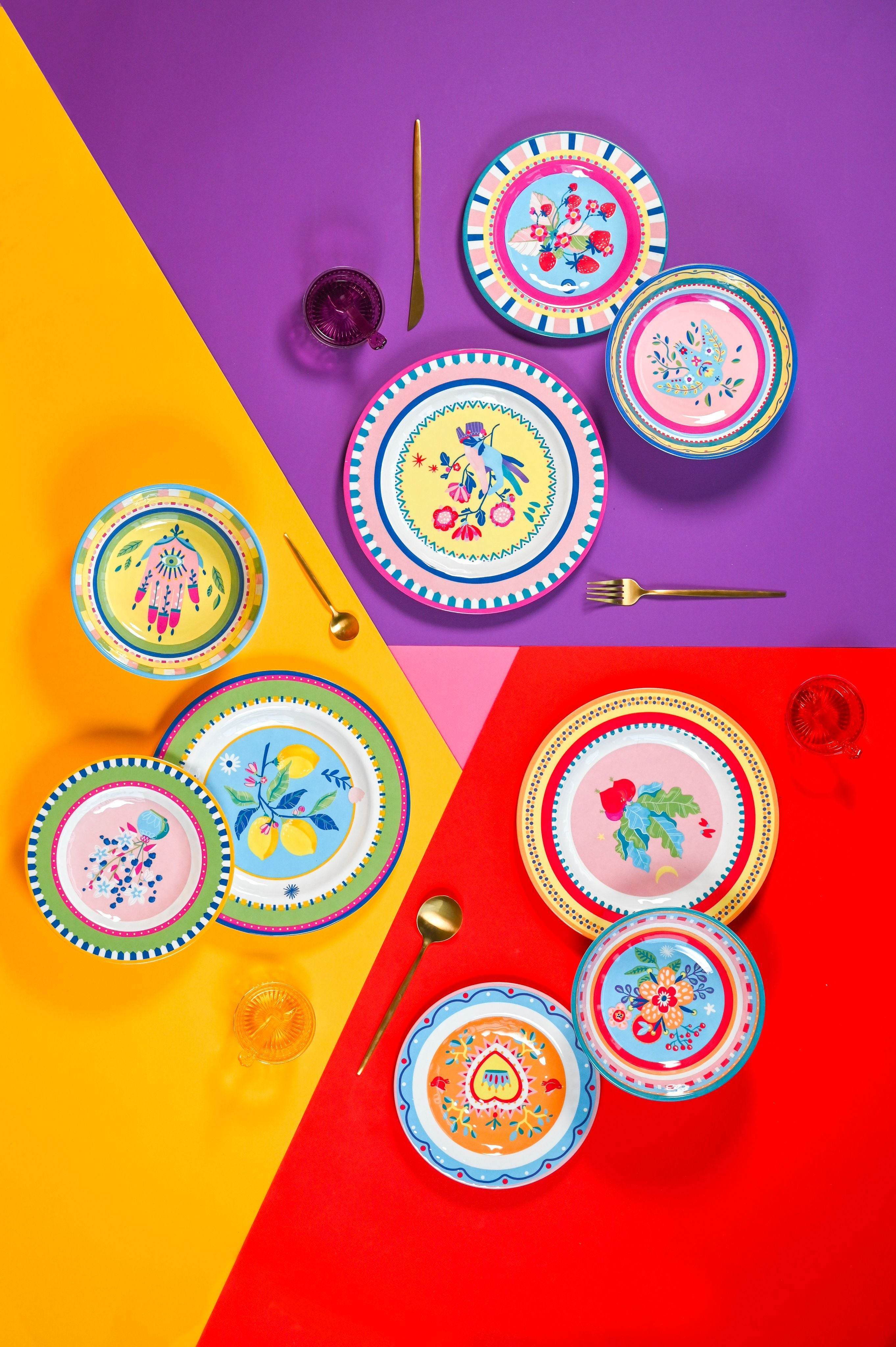 Set of 6 Melamine Dessert Plates - Strawberries - Mamma Mia - Baci Milano