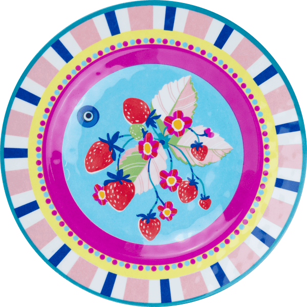 Set of 6 Melamine Dessert Plates - Strawberries - Mamma Mia