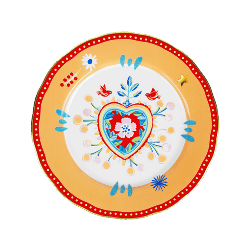 Porcelain Dinner Plate - Heart - Mamma Mia - Baci Milano
