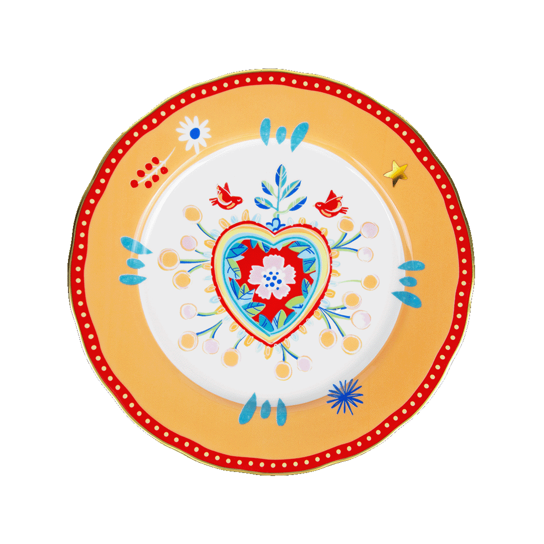 Porcelain Dinner Plate - Heart - Mamma Mia - Baci Milano