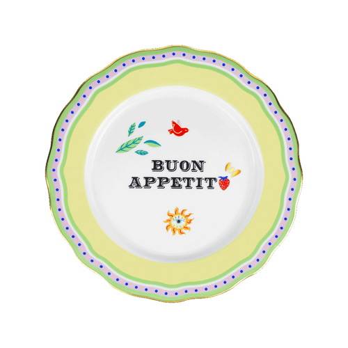 Porcelain Dinner Plate - Buon Appetito - Mamma Mia - Baci Milano