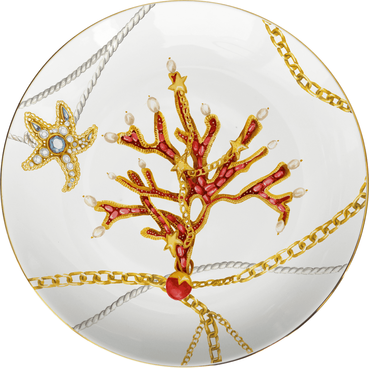Set of 6 Porcelain Dinner Plates - Portofino - Baci Milano