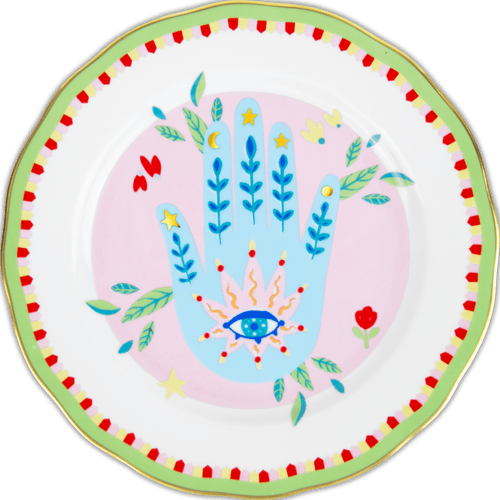 Porcelain Dessert Plate - Hand - Mamma Mia - Baci Milano