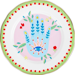 Porcelain Dessert Plate - Hand - Mamma Mia - Baci Milano