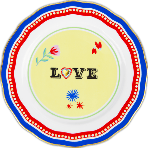 Porcelain Dessert Plate - Love - Mamma Mia - Baci Milano