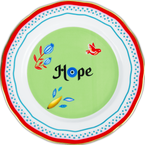Porcelain Dessert Plate - Hope - Mamma Mia - Baci Milano