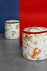 Round Pouf in Red- Portofino - Baci Milano